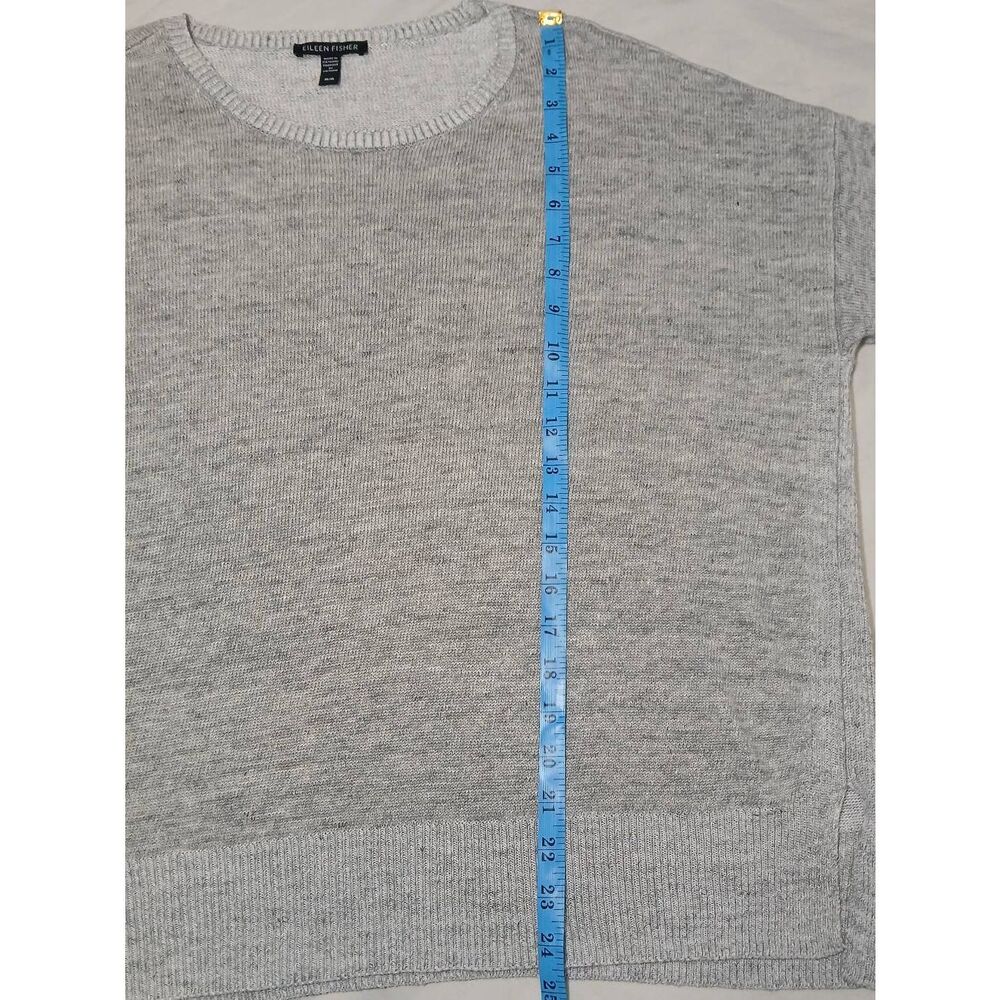 Eileen fisher womens medium 100% organic linen gray knit slouchy spring shirt - Picture 4 of 9